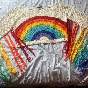 Crochet crop rainbow top. Super cute and for sure will turn heads.